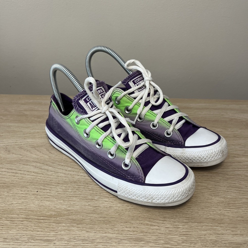 Converse All Star Low Purple Green Fade Women's 5 Big‎ Kids 3.5 Halloween Chucks